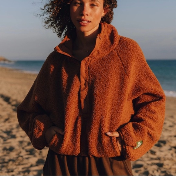 Daily Drills Jacket Cozy Quarter Zip Teddy Fleece Pullover Oak Brown Sz XS/S - Picture 1 of 12